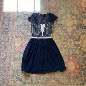 blue lace formal dress